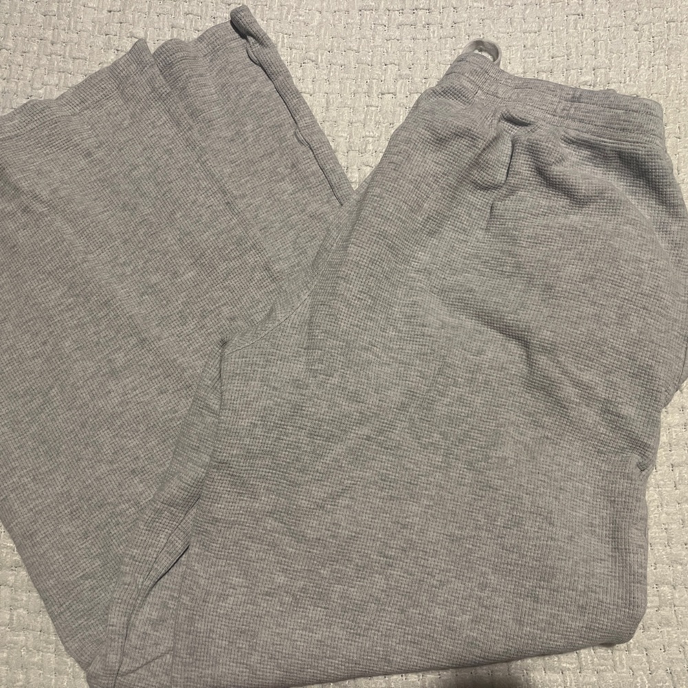 Brandy Melville Light Gray Waffle Knit Pants